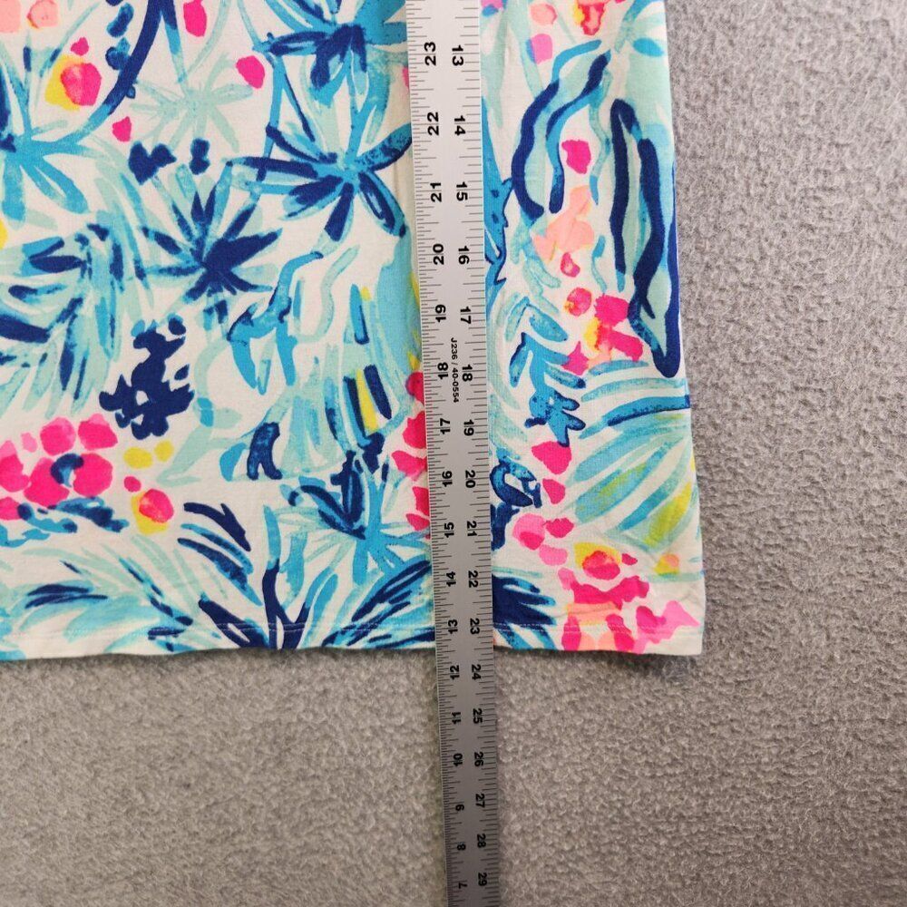 Lilly Pulitzer Top Womens XS Brewster Serene Blue Tippy Tropical Resort Cruise - Picture 7 of 12